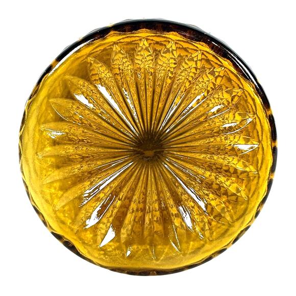 Antique Diamond Point Amber Glass Ewer Style Pitcher Pewter Lid & Handle-Rare! - Picture 6 of 8